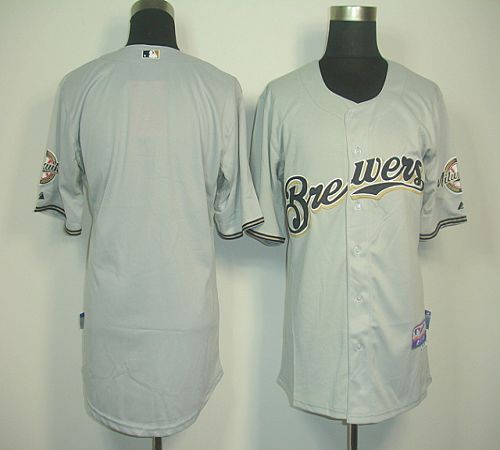 Brewers Blank Grey Cool Base Stitched MLB Jersey - Click Image to Close